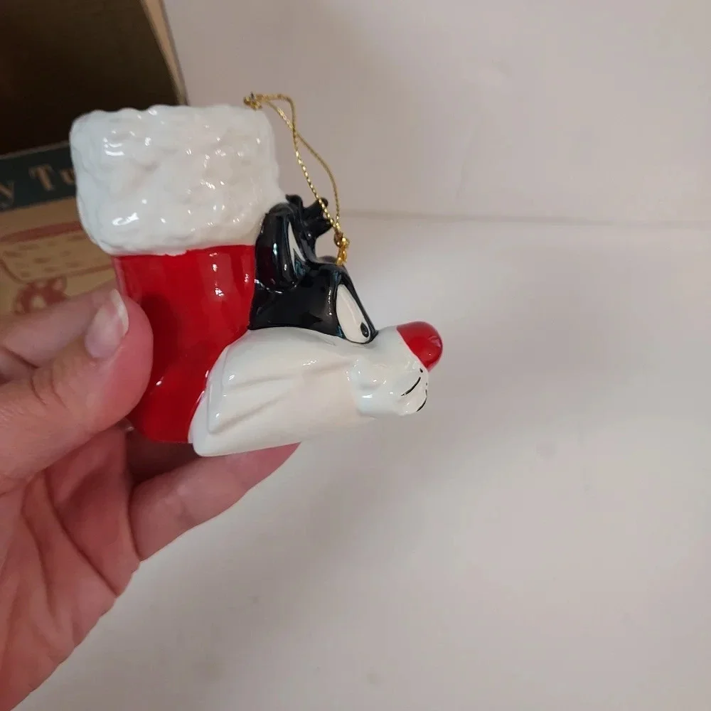Vintage 1994 Ceramic Looney Tunes Sylvester Christmas Ornament Warner Bros